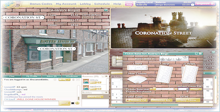 Corronation Street Bingo – Screenshot of the Room